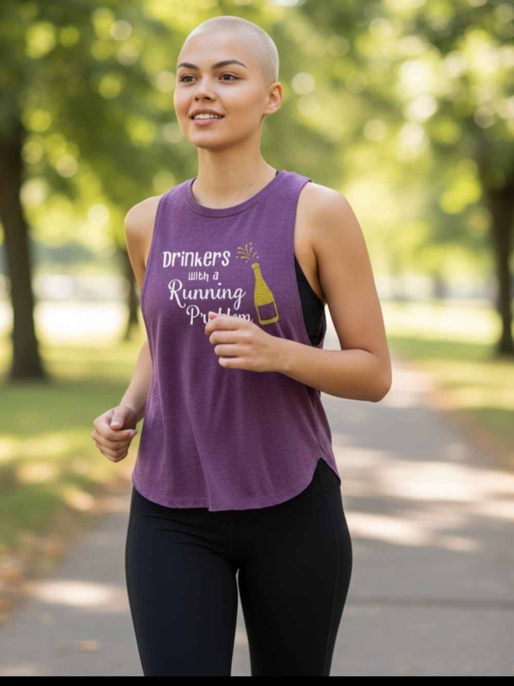 Icy zone Drinkers with a Running Problem Purple Athletic Tank size Small